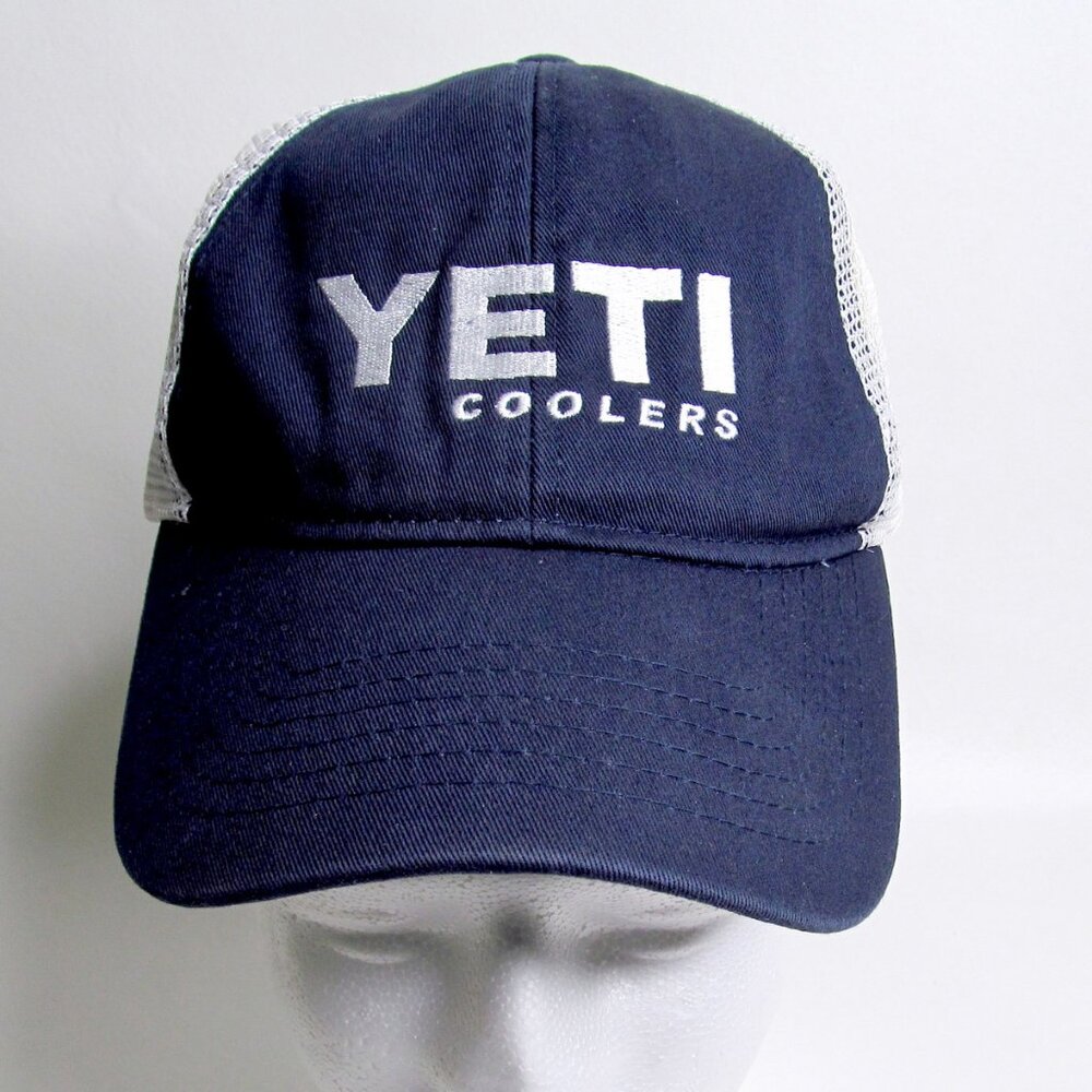 Yeti Embroidered Snapback Ball Cap | Blue & White | Relaxed Mesh Hat | One Size